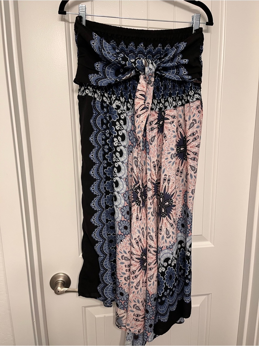 Women’s Black and Pink Boho Maxi Skirt
